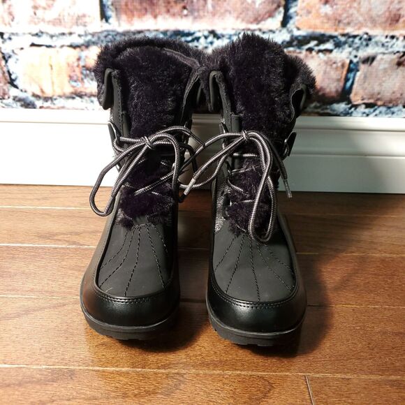 JBU by Jambu Ladies Size 7 Mid-Calf Winter Boot Black Herringbone Faux Fur - Picture 3 of 7